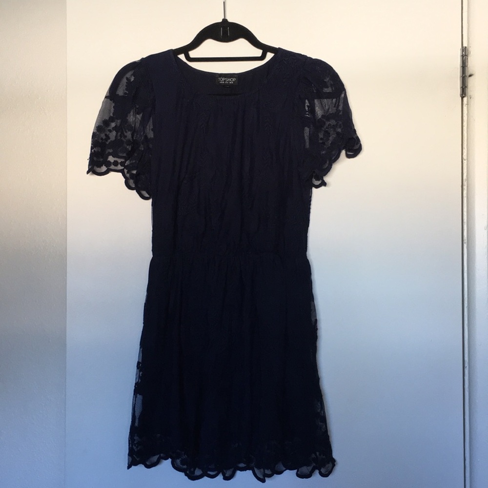Topshop navy blue lace dress